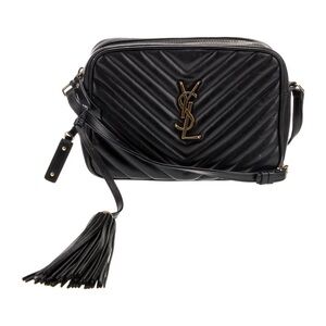 Saint Laurent Calfskin Matelasse Monogram Lou Camera Bag Black